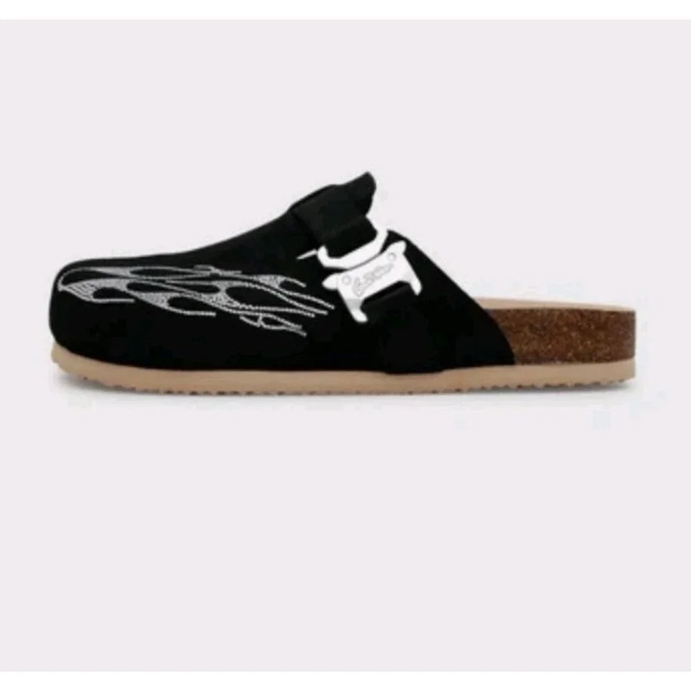 New Culture Kings Loiter Spire Mule Clog Slide On Black/Stone Leather Sz 11 Men